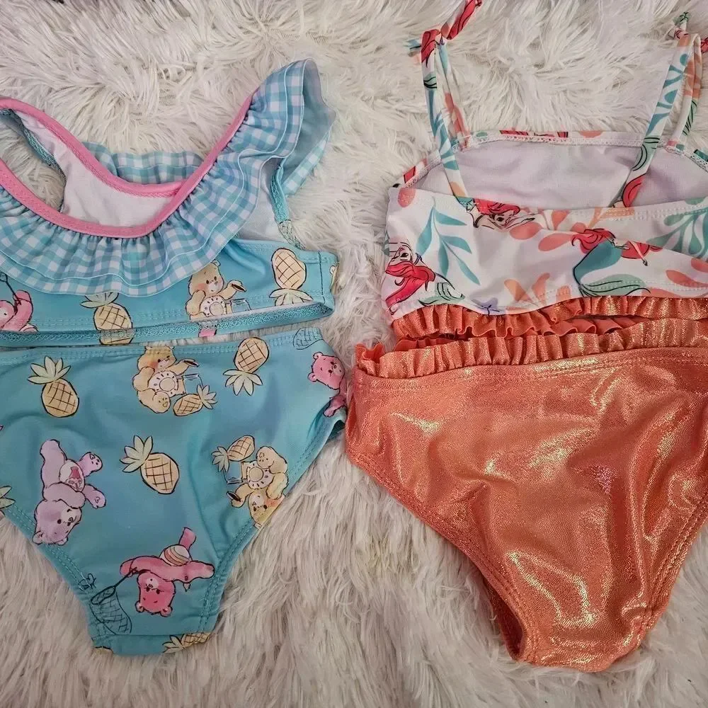 Care Bear and Disney Princess Little Mermaid Ruffle Swimsuit Bundle